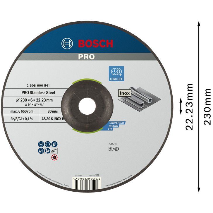 Bosch - Trenn-/Schleifscheibe PRO Stainless Steel 2608600541 Schruppscheibe 230 x