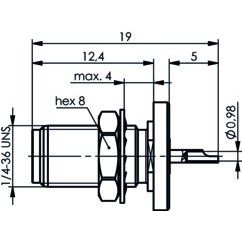 Telegärtner - Koax-Steckverbinder SMA-Einbaubuchse AU 50Ohm 100024670 Einbau von hinten − 5 Stück