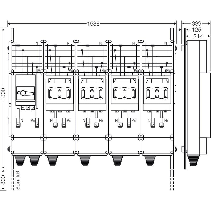 Hensel - Verteilerschrank für Energieversorgung Ladeverteiler Mi EV 200kW 4000 b. z. 4 Ladepunkte
