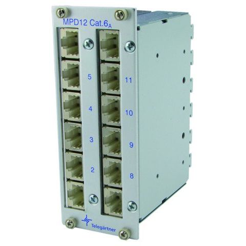 Telegärtner - Patchpanel Kupfer Mini-Verteiler Cat.6 3HE 100007001 MPD12-H K ungeschir