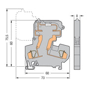 WAGO - Sicherungs-Reihenklemme 2-Leiter-Sicherungsklemme 281-611/281-418 5x20mm,grau − 50 Stück