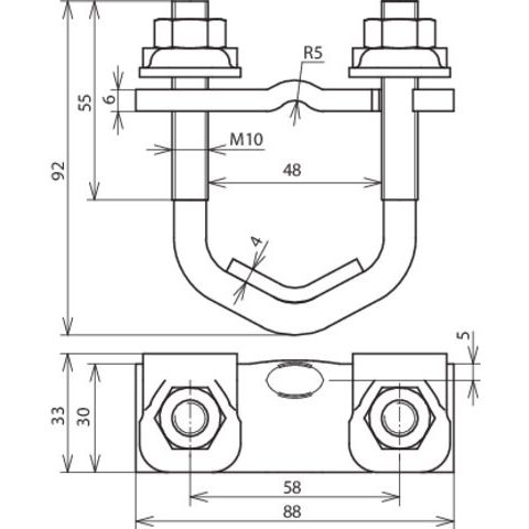 DEHN - Verbinder für Blitzschutz Bügelklemme BVK1648FL40KB#308046 f. Rd 10mm/Fl30-40mm
