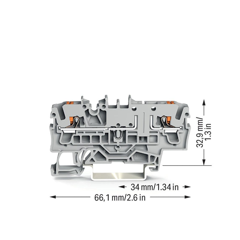 WAGO GmbH & Co. KG - Durchgangs-Reihenklemme 2-Leiter-Basisklemme 2202-1661 grau − 50 Stück