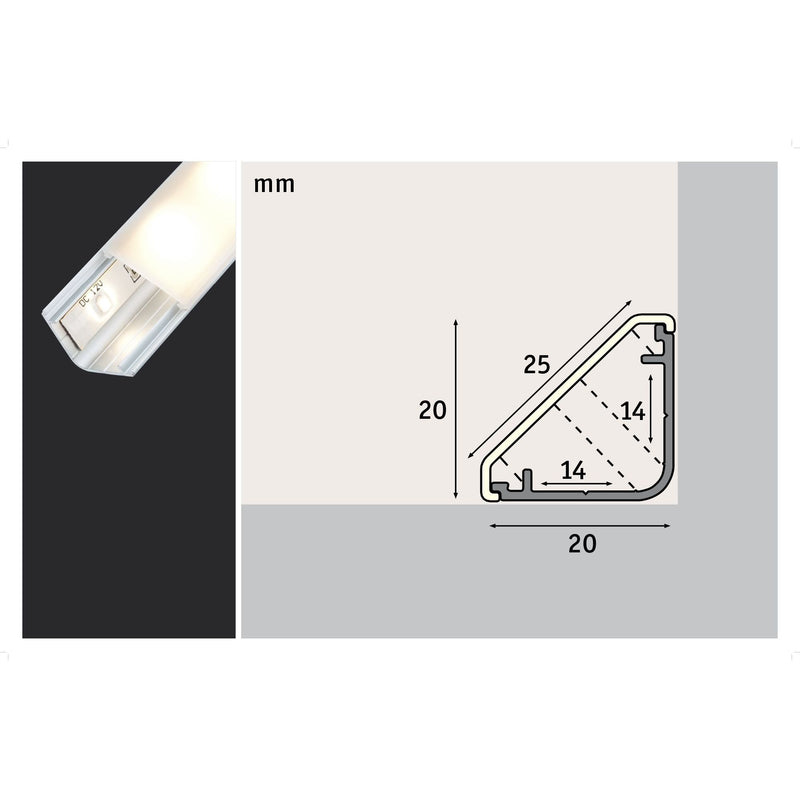 Paulmann - Zubehör/Ersatzteile für Lichtschlauch/-band LED-Strip Profil 702.61
