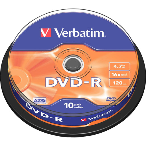 Verbatim - Speichermedium digital DVD-R 4.7GB/120Min/16x 43523 (VE10) Cakebox (10 Disc)