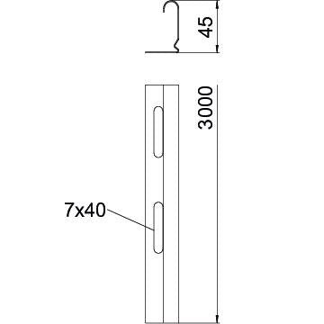 OBO Bettermann - Trennwand für Kabeltragsystem Trennsteg für Kabeltragsys TSG 45 FSK SW teme 45x2995 Stahl − 3 Meter