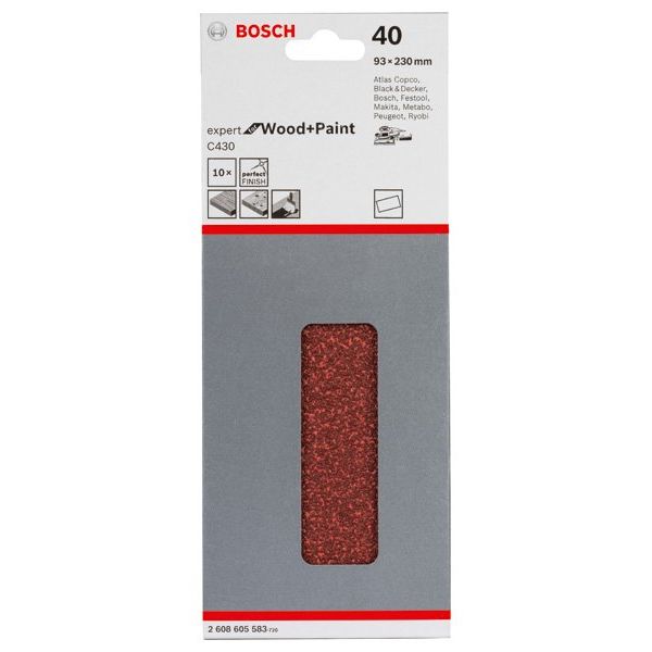 Bosch - Schleifpapier/Schleifvlies Schleifblatt C430, 93 x 2608605583 230 mm 40 ungelocht
