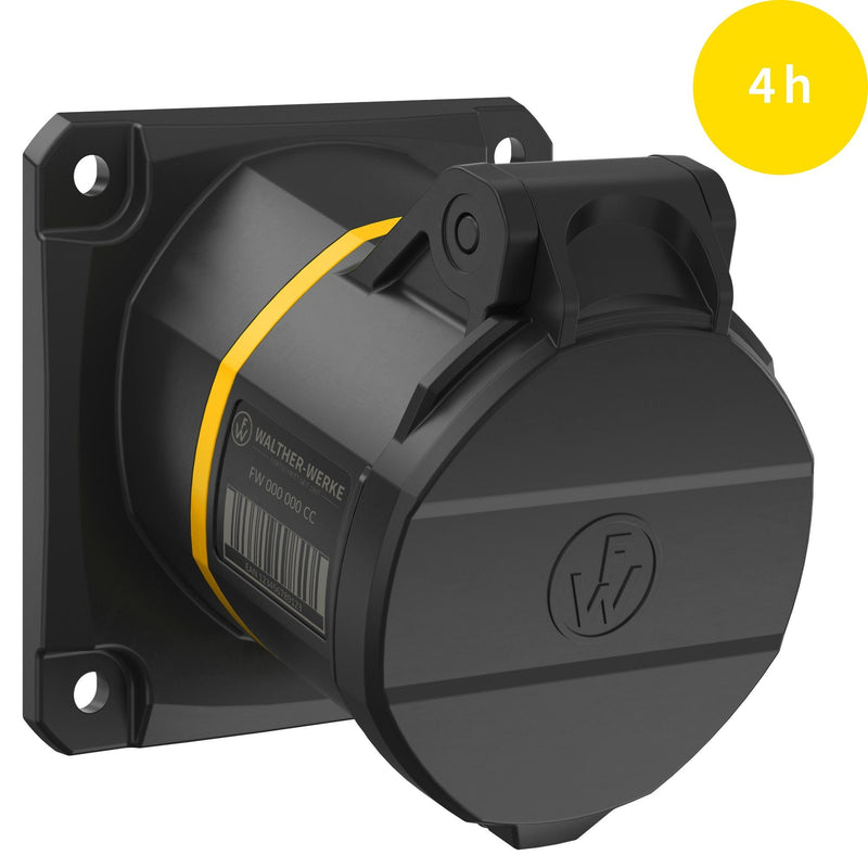 Walther Werke - CEE-Anbausteckdose (IEC 60309) CEE NEO Anbaudose schräg FW510504SK 16A 5P 4h IP54 − 10 Stück