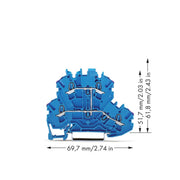 WAGO - Durchgangs-Reihenklemme Doppelstockklemme 2002-2209 4-Leiter − 50 Stück