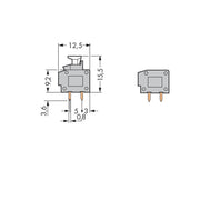WAGO - Leiterplattenklemme Anreihbare Leiterplattenk. 235-501/332-000 Drücker,1,5mm²,gr − 100 Stück
