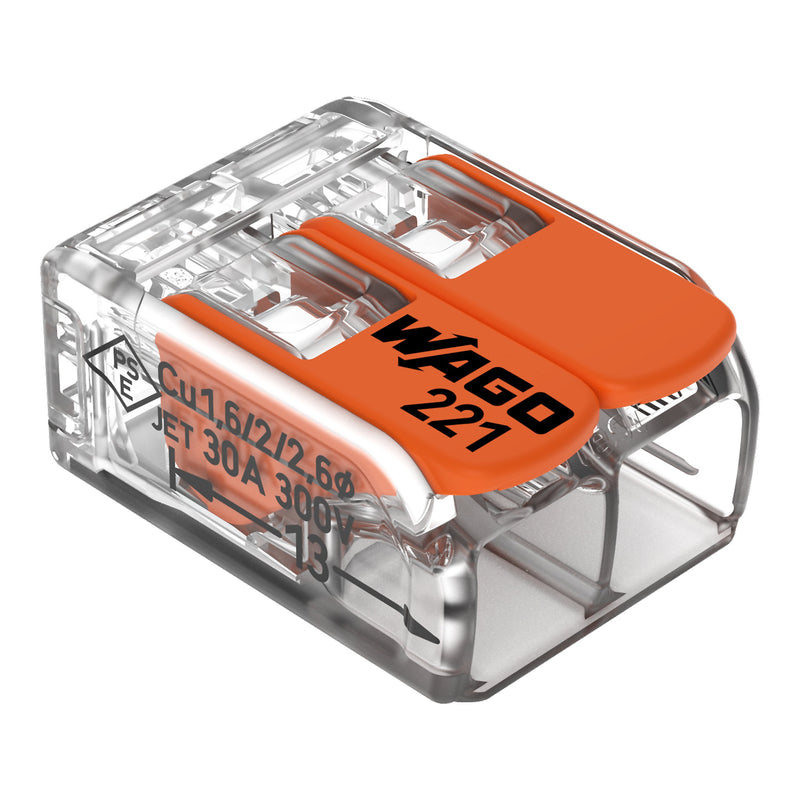 WAGO - Steckklemme Compact-Verbindungsklemme 221-612 2-Leiter bis 6qmm − 50 Stück