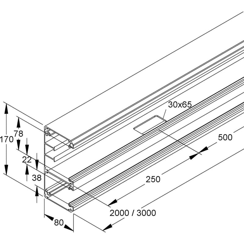 Niedax - Geräteeinbaukanal Alu-Gerätekanal DAU 170-78/3 N − 6 Meter