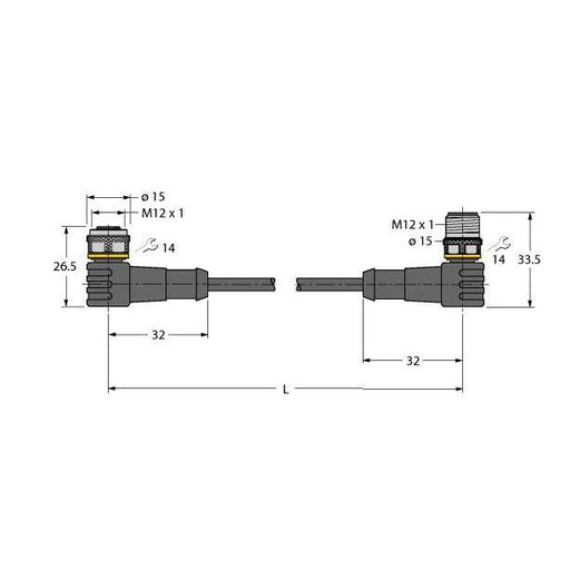 Turck - Konfektioniertes Sensor-Aktor-Kabel Verbindungsleitung WKC5T-2-WSC5T/TEL PVC