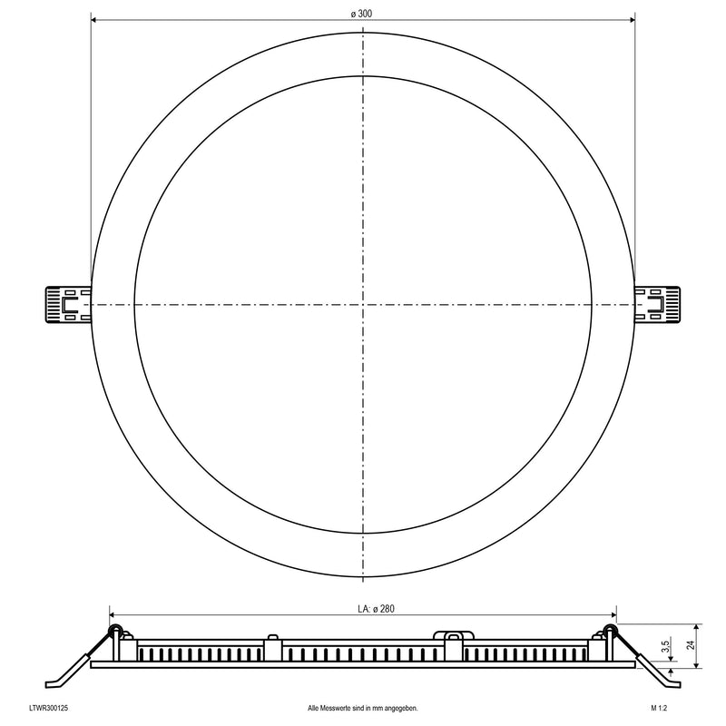 EVN Lichttechnik - Decken-/Wandleuchte LED-Einbaupanel LTWR300125