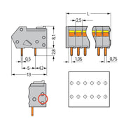 WAGO - Leiterplattenklemme 218-107 0,5mm²,grau − 60 Stück