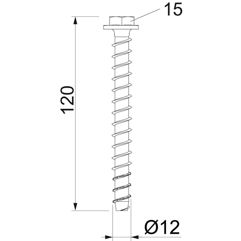 OBO Bettermann - Bolzenanker Sechskantanker MMS+ SS 12x120 12x120mm mit Scheibe − 25 Stück