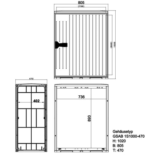 GSAB Elektrotechnik - Gehäuse/Schaltschrank (leer) Normkabelverteilerschrank 1S1000-470MPIMC HxBxT:1020x805x470