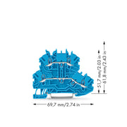 WAGO - Durchgangs-Reihenklemme Doppelstockklemme 2000-2204 N/N,blau − 50 Stück