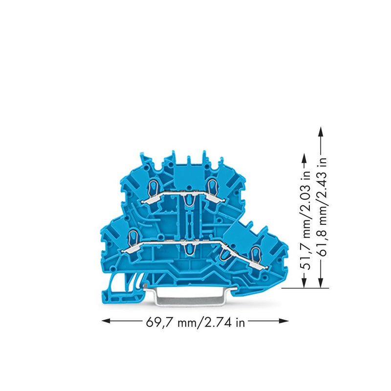 WAGO - Durchgangs-Reihenklemme Doppelstockklemme 2000-2204 N/N,blau − 50 Stück