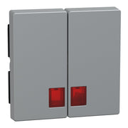 Merten - Abdeckung/Bedienelement für Installationsschalterprogramme Doppelwippe alu MEG3456-0460 mit Fenster (rot)