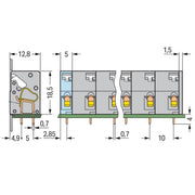 WAGO - Leiterplattenklemme 741-502 Drücker,2,5 mm²,grau − 70 Stück