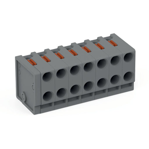 WAGO - Leiterplattenklemme 2-Leiter-Federleiste 252-307 PUSH WIRE,grau − 100 Stück