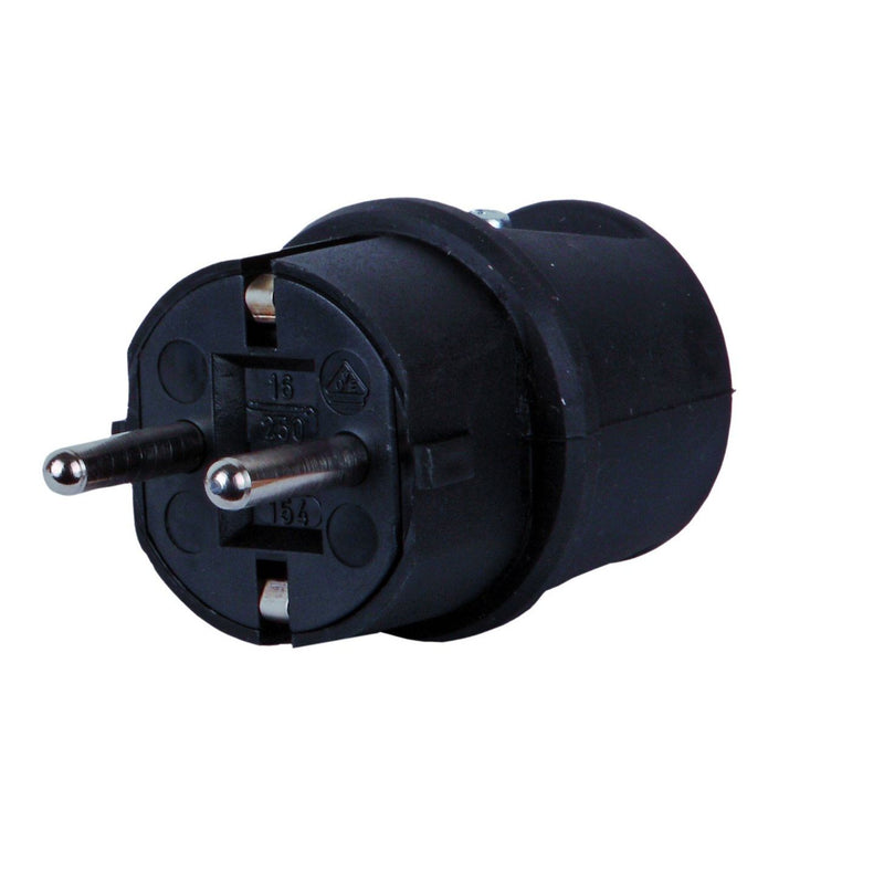 Pollmann - Schutzkontaktstecker Gummistecker 3052004 schraubbar schwarz − 25 Stück