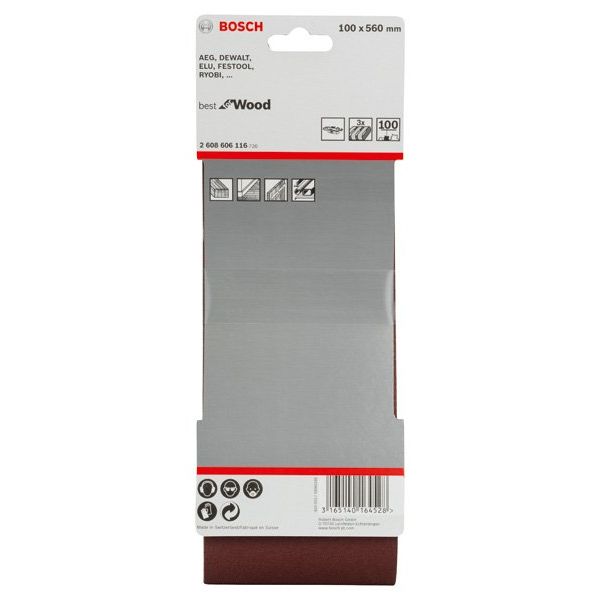 Bosch - Schleifpapier/Schleifvlies PRO X440 Schleifband, 100 2608606116 x 560 mm G100 3-tlg