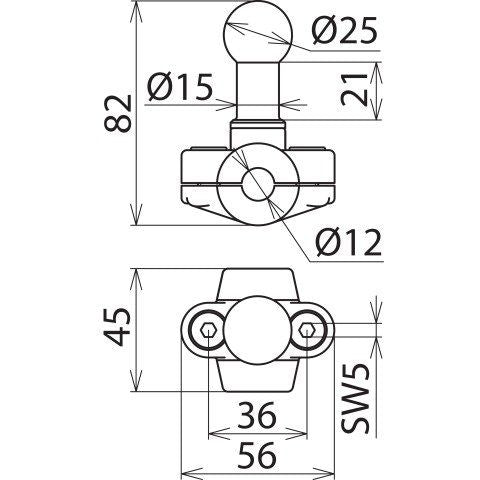 DEHN - Festpunkt für EuK-Vorrichtung Kugelfestpunkt KFP 25 RL 12 D 25mm Schelle Ausf