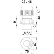 OBO Bettermann - Kabelverschraubung Verschraubung V-TEC VM63 SGR Vollmetrisch − 5 Stück