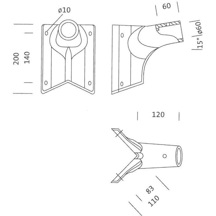Siteco - Mechanisches Zubehör/Ersatzteile für Leuchten Eck-Wandflansch 5NY5103108 60mm  − 1 Stück

