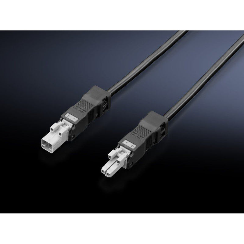 Rittal - Netzanschlussleitung Durchgangsverdrahtung 2-p. SZ 2500.440 (VE5) sw 1000mm m.St.+Bu