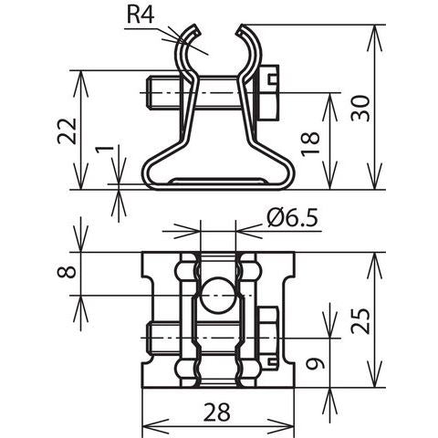 DEHN - Leitungshalter für Blitzschutz Leitungshalter LHKR6.10H22B6.5V2A f. Rd 6-10mm NIRO