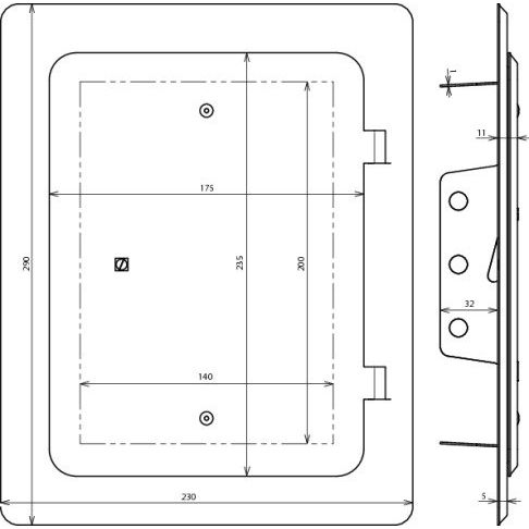 DEHN - Zubehör/Ersatzteile für Erdung und Blitzschutz Revisionstür RTUP290X230VKSV2A NIRO
