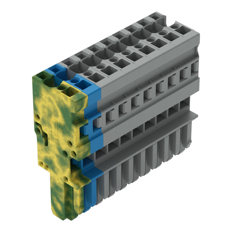 WAGO - Ein- und mehrpolige Klemmenleiste 1-Leiter-Federleiste 769-110/000-039 4mm²,gr/bl/gn-ge − 25 Stück