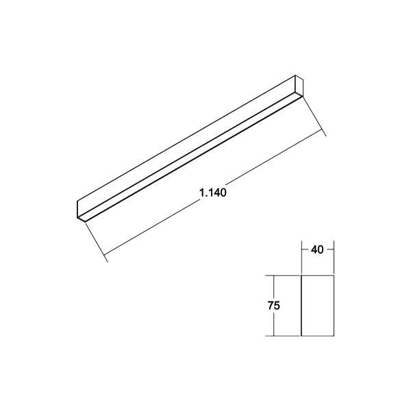 Brumberg Leuchten - Decken-/Wandleuchte LED-Anbauprofil BIRO40 77123084 4000K, 1144mm