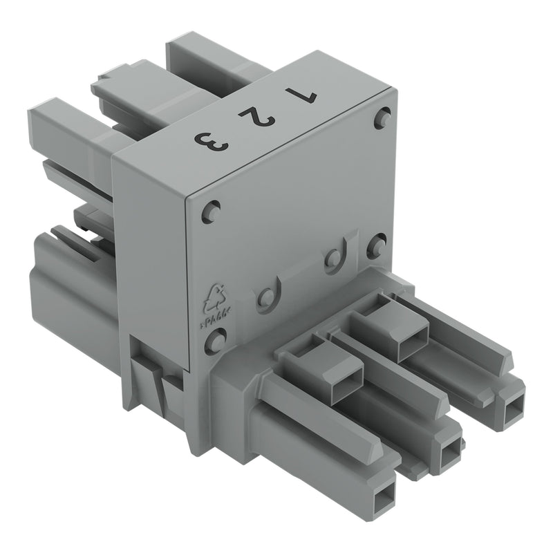 WAGO - Kompaktverteiler für steckbare Gebäudeinstallation h-Verteiler,3-polig,Kod. B 770-1764 grau − 50 Stück