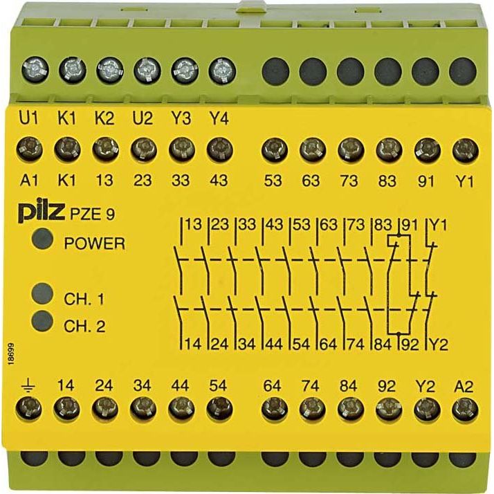 Pilz - Gerät zur Überwachung von sicherheitsgerichteten Stromkreisen Kontakterweiterungsblock PZE 9 #774142 48VAC 8n/o 1n/c