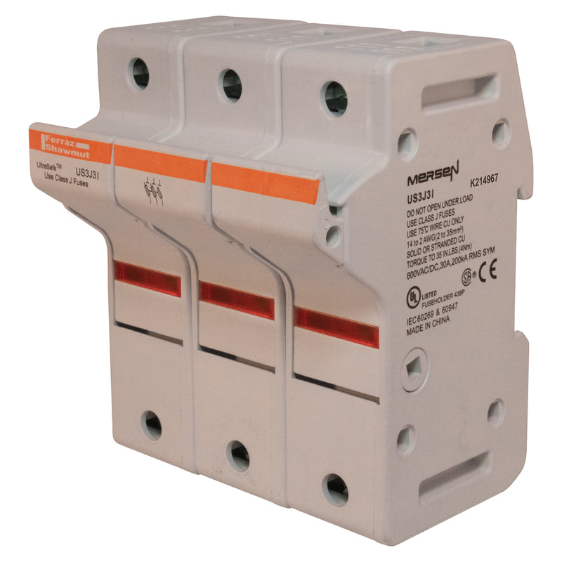 Mersen - Halter für zylindrische Sicherung Sicherungshalter J ULTRA US3J3I SAFE 30A 3-polig − 2 Stück