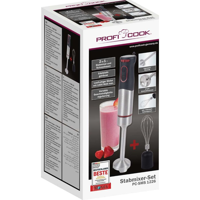 PROFICOOK - Rühr-/Mixgerät Stabmixer-Set PC-SMS 1226 inox Edelstahl-schwarz