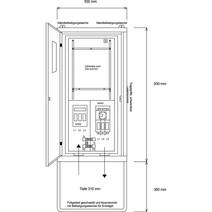 Steidele-Stromvert. - Baustromverteiler Anschluss-Schrank A 80 − 1 Stück
