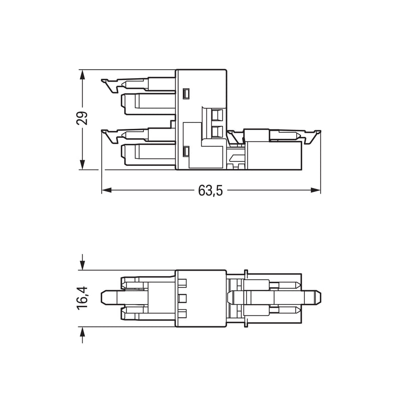 WAGO - Kompaktverteiler für steckbare Gebäudeinstallation h-Verteiler 3-polig 890-1763 Kod. B,pink − 50 Stück