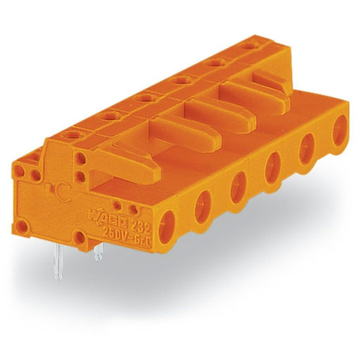 WAGO - Leiterplattensteckverbinder THT-Federleiste abgewink. 232-869/045-000 Maß 7,62mm,orange − 25 Stück
