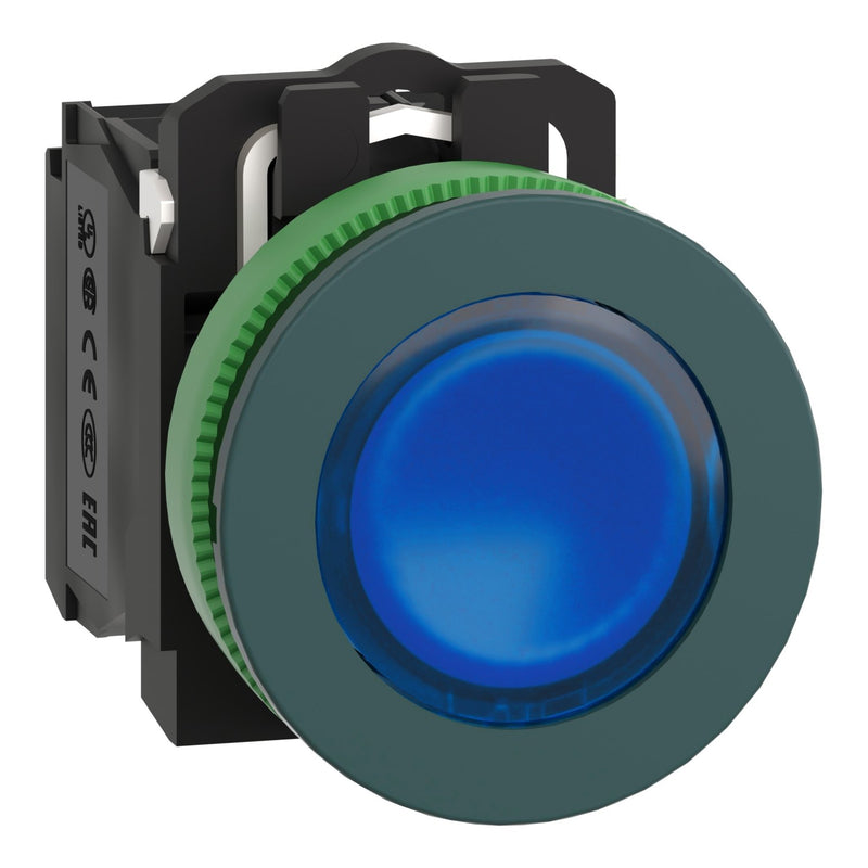 Schneider Electric - Drucktaster, Komplettgerät Leuchtdrucktaster XB5FW36M5 blau,30mm,230V,IP69K