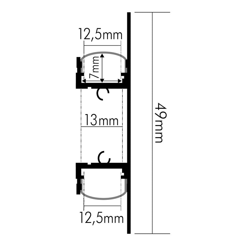 Nobile - Zubehör/Ersatzteile für Lichtschlauch/-band Alu Aufbau-Profil 2m 5011149904 − 1 Stück