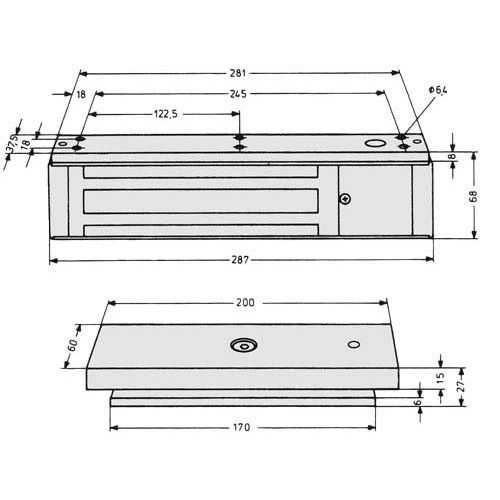 Assa Abloy effeff - Haftmagnet für Türfeststellanlage Flächenhaftmagnet 828-------44F90 kpl.mit Gegenplatte