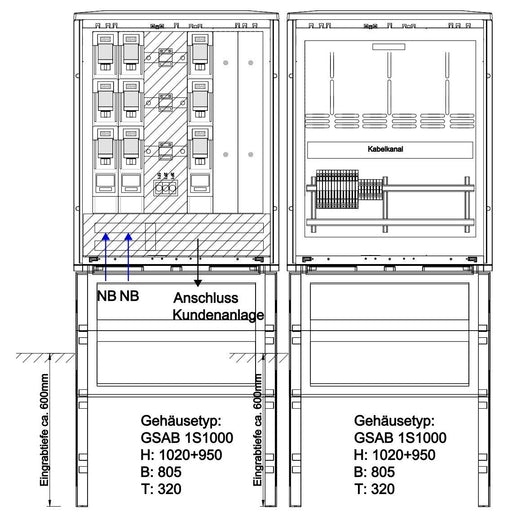 GSAB Elektrotechnik - Zähler-Komplettschrank Wandlermessschrank 42.W400.800x800 eon Hanse 400A