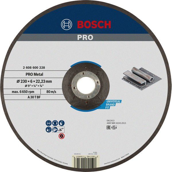 Bosch - Trenn-/Schleifscheibe PRO Metal Schleifscheibe, 2608600228 230 x 6 x 22.23 mm