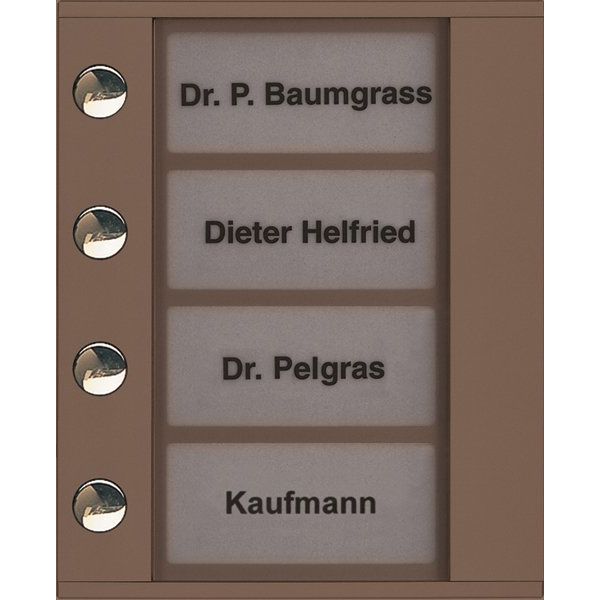 TCS Tür Control - Montageelement für Türstation Audioaußenstation 1-reihig PDT04-EB/04 Erw. 4 Tasten bronze
