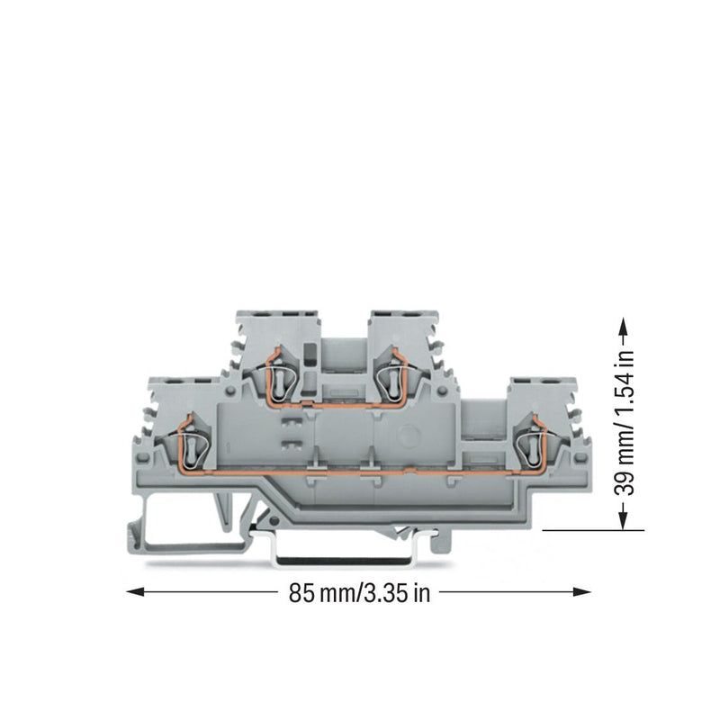 WAGO - Durchgangs-Reihenklemme Doppelstockklemme 279-501 L/L,grau − 50 Stück